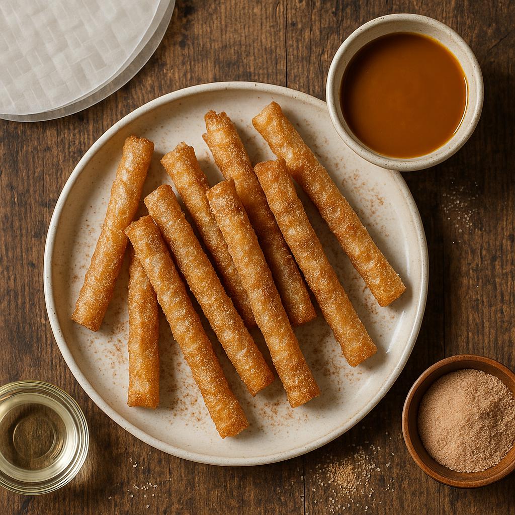 Heißluftfritteuse-Churros mit Karamellsauce