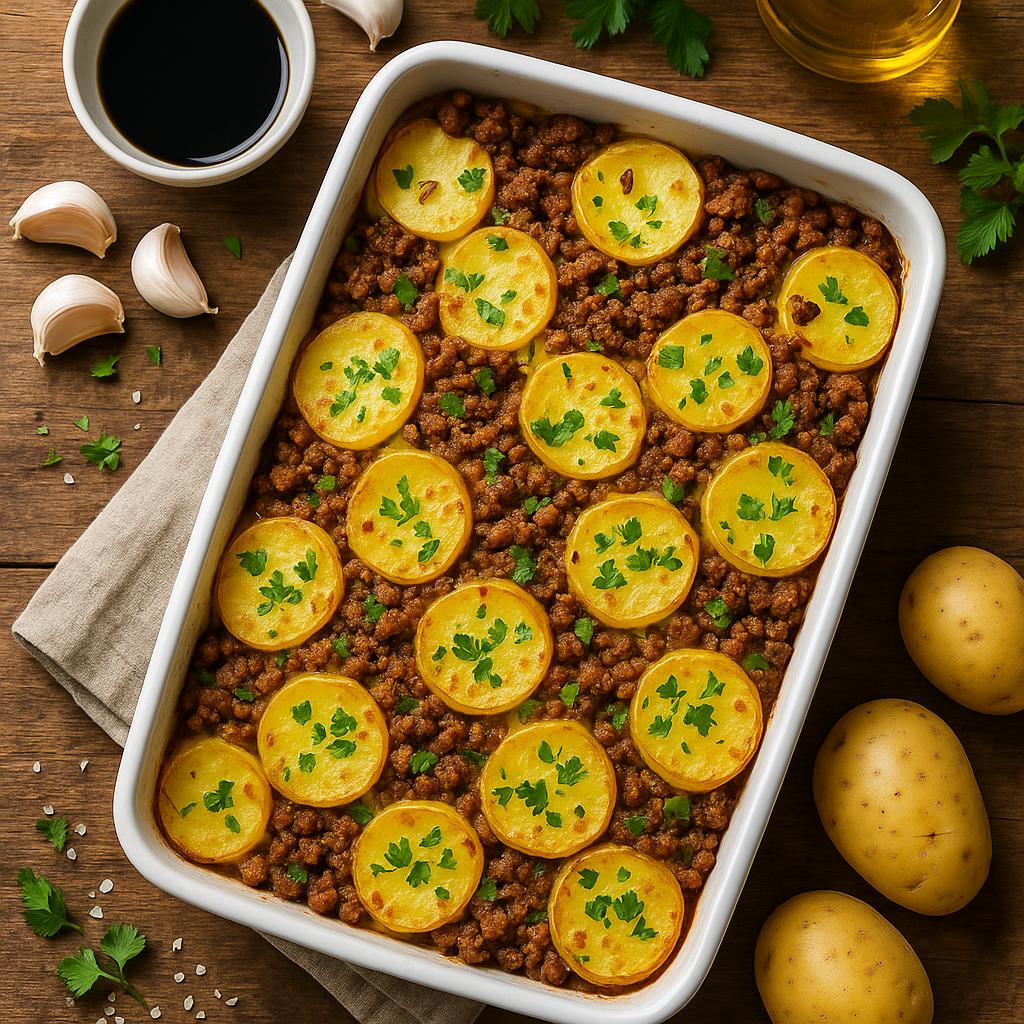 Kartoffel-Auflauf mit veganem Hack
