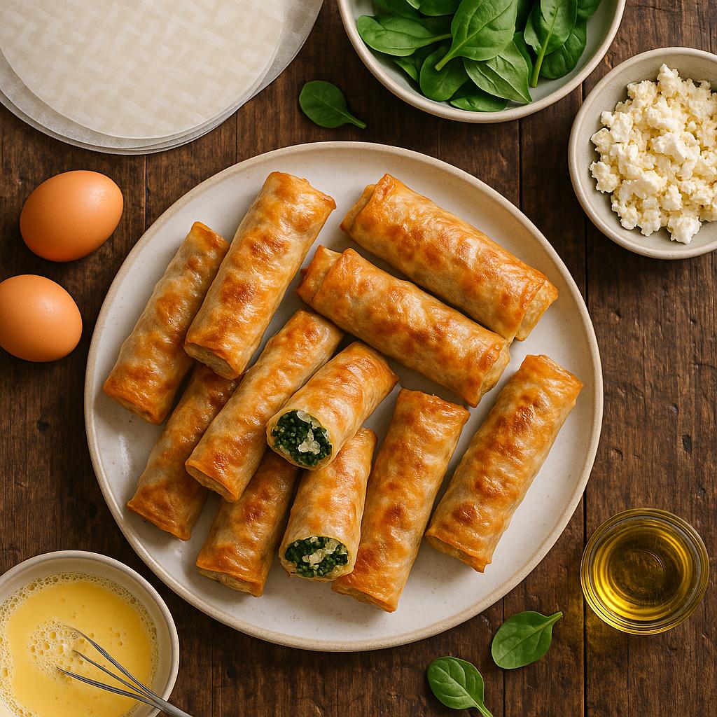 Reispapier-Börek mit Spinat & Feta