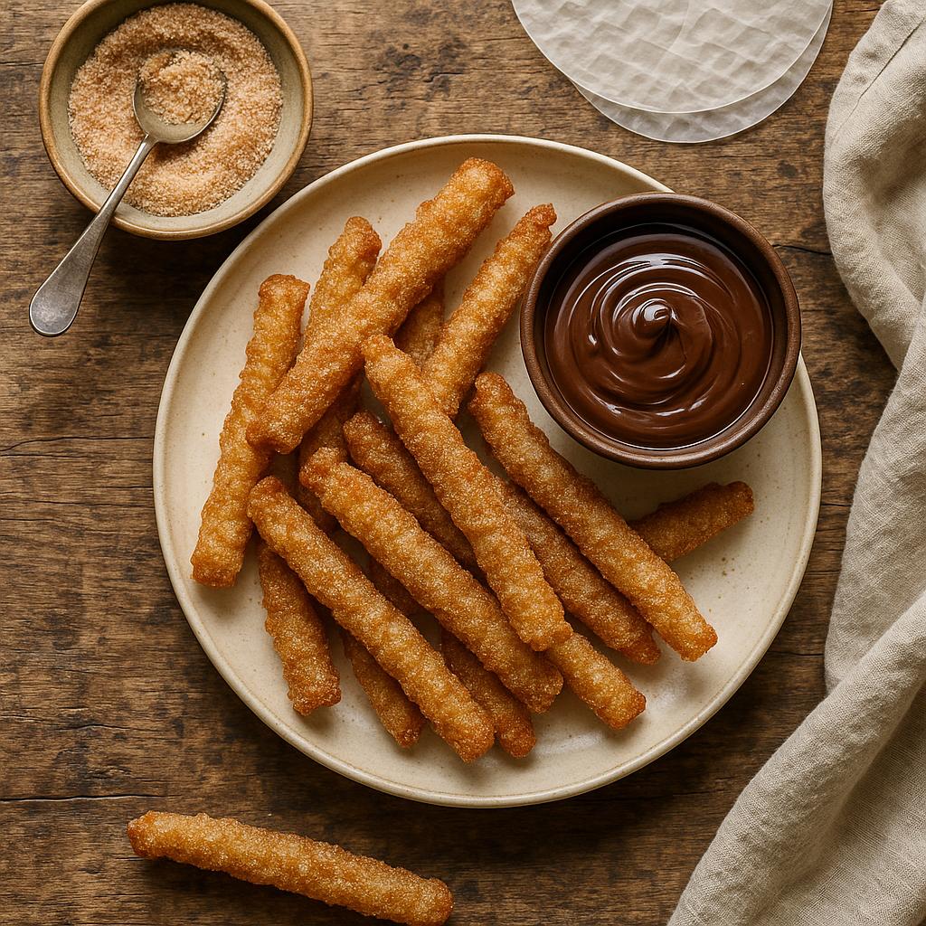 Reispapier-Churros mit Schokoladensauce