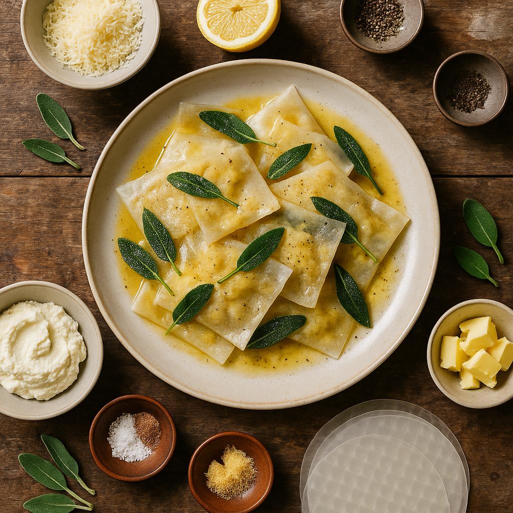 Reispapier-Ravioli mit Salbei-Butter