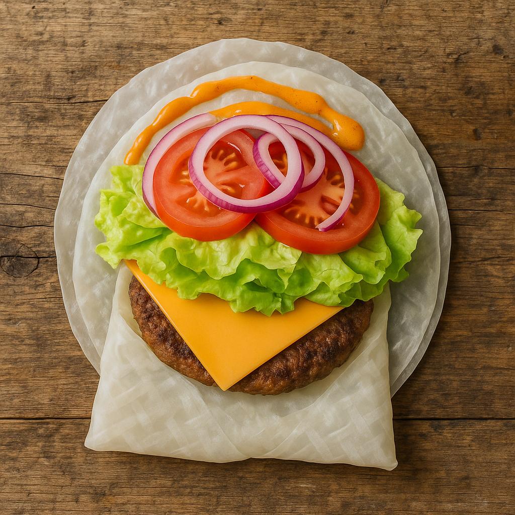 Reispapier-Wraps als Burger-Ersatz