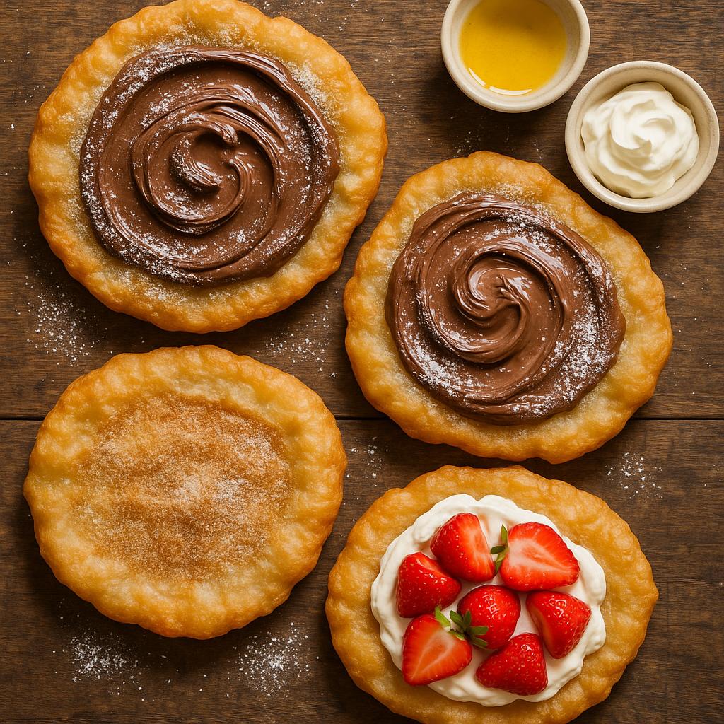 Süßer Reispapier-Langos mit Nutella & Puderzucker