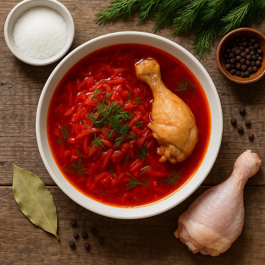Ukrainischer Borschtsch mit Huhn (ohne Rindfleisch)