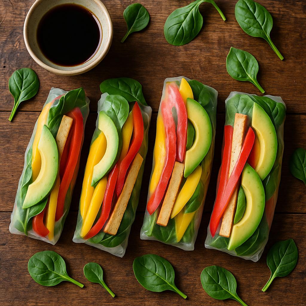 Vegane Buddha-Rollen mit Tofu & Mango