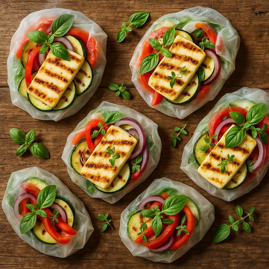 Veggie-Päckchen mit Halloumi & gegrilltem Gemüse